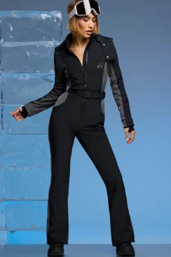 Oh Polly Petite^Petite Fleece Lined Ski Suit in Black