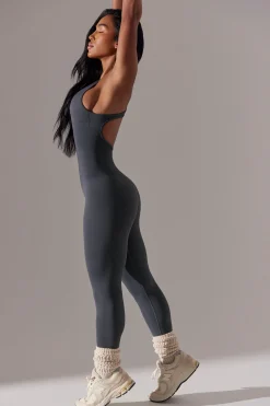 Oh Polly Women'S Clothing Sale - $65 And Under^Petite Full Length Cut Out Back Jumpsuit in Grey