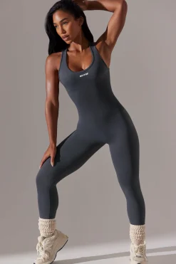 Oh Polly Women'S Clothing Sale - $65 And Under^Petite Full Length Cut Out Back Jumpsuit in Grey