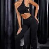 Oh Polly Women'S Clothing Sale - $65 And Under | Women'S Clothing Sale - $40 And Under^Petite High Waist Split Flare Ribbed Leggings in Black