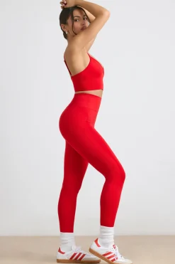 Oh Polly Petite^Petite High-Waist Define Luxe Leggings in Red