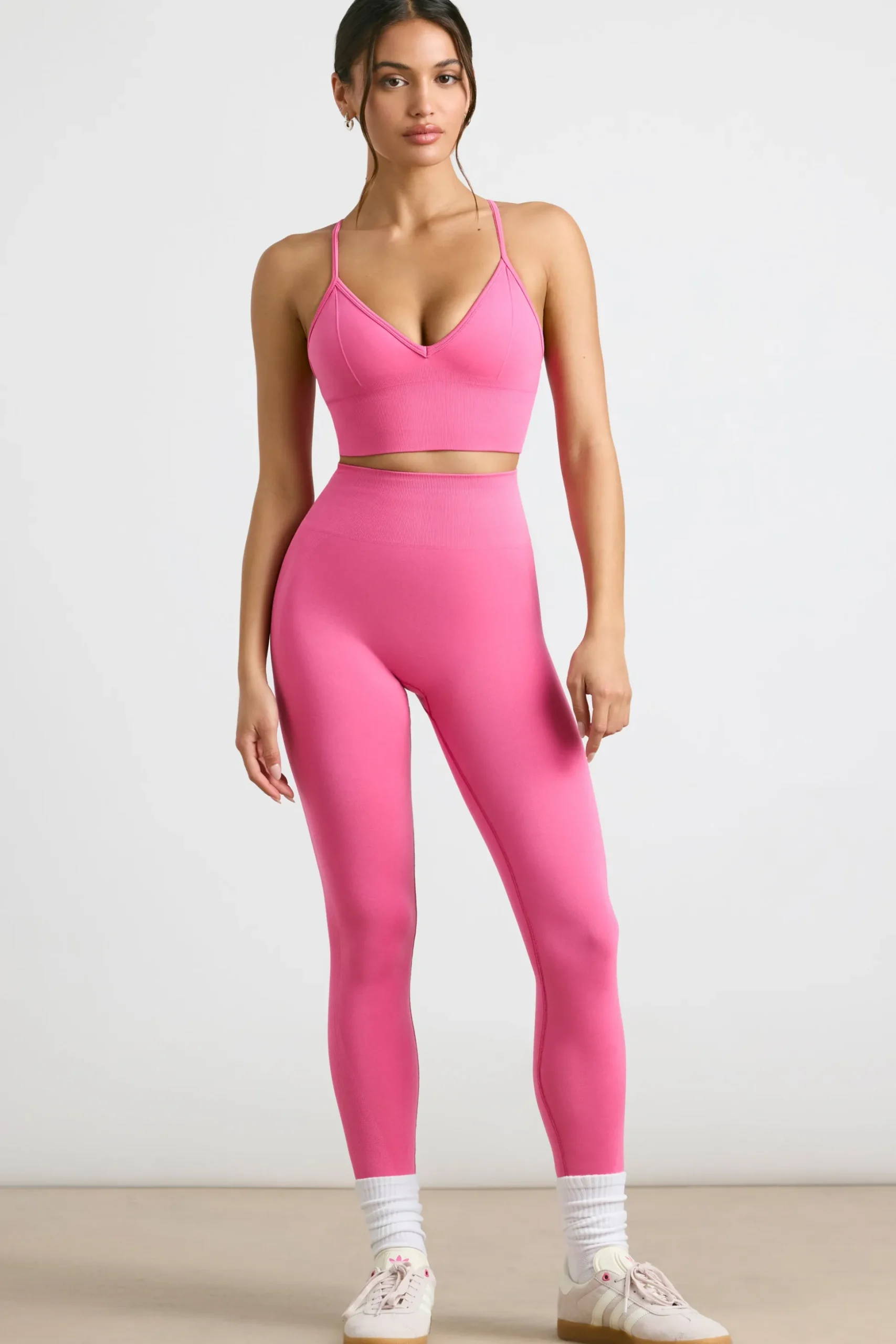 Oh Polly Petite^Petite High-Waist Define Luxe Leggings in Hot Pink