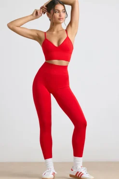 Oh Polly Petite^Petite High-Waist Define Luxe Leggings in Red