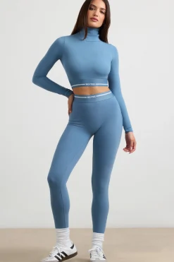 Oh Polly Petite^Petite High-Waist Leggings in Steel Blue SteelBlue