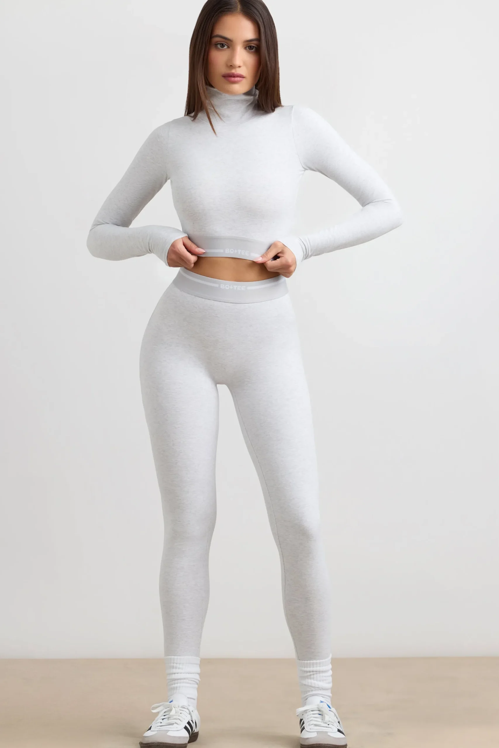 Oh Polly Petite^Petite High-Waist Leggings in Grey Marl GreyMarl