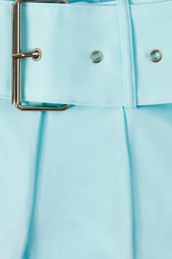 Oh Polly Women'S Clothing Sale - $65 And Under | Women'S Clothing Sale - $40 And Under^Petite Metallic Belted Mid-Rise Flared Trousers in Ice Blue IceBlue