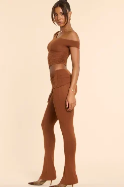 Oh Polly Women'S Clothing Sale - $65 And Under^Petite Mid Rise Modal Cashmere Blend Trousers in Chestnut Brown ChestnutBrown