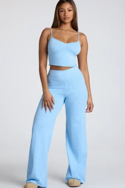 Oh Polly Women'S Clothing Sale - $65 And Under | Women'S Clothing Sale - $40 And Under^Petite Mid Rise Straight Leg Pointelle Trousers in Baby Blue BabyBlue