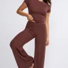 Oh Polly Women'S Clothing Sale - $65 And Under | Women'S Clothing Sale - $40 And Under^Petite Mid Rise Wide Leg Trouser in Chocolate