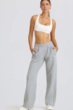 Oh Polly Petite^Petite Mid-Rise Straight-Leg Joggers in Grey Marl GreyMarl