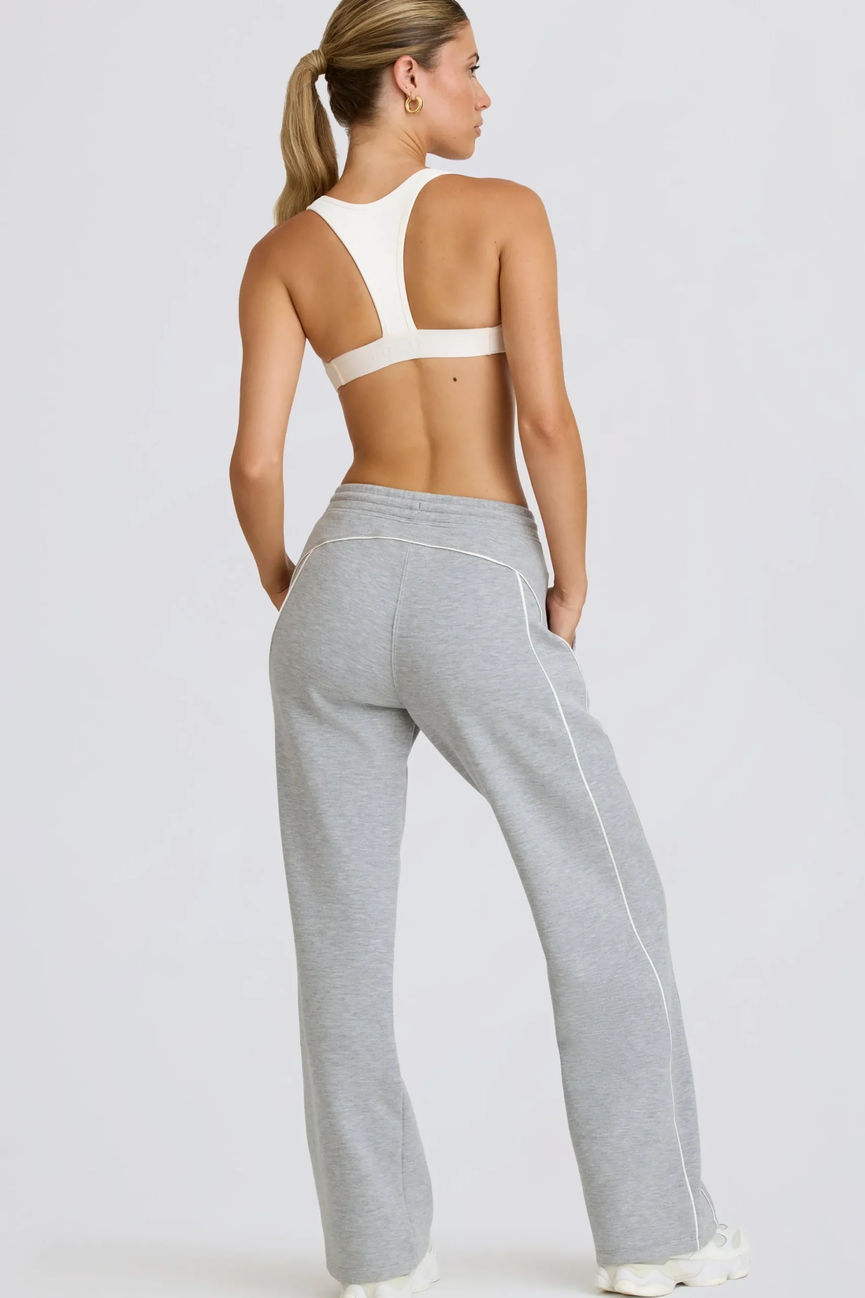 Oh Polly Petite^Petite Mid-Rise Straight-Leg Joggers in Grey Marl GreyMarl