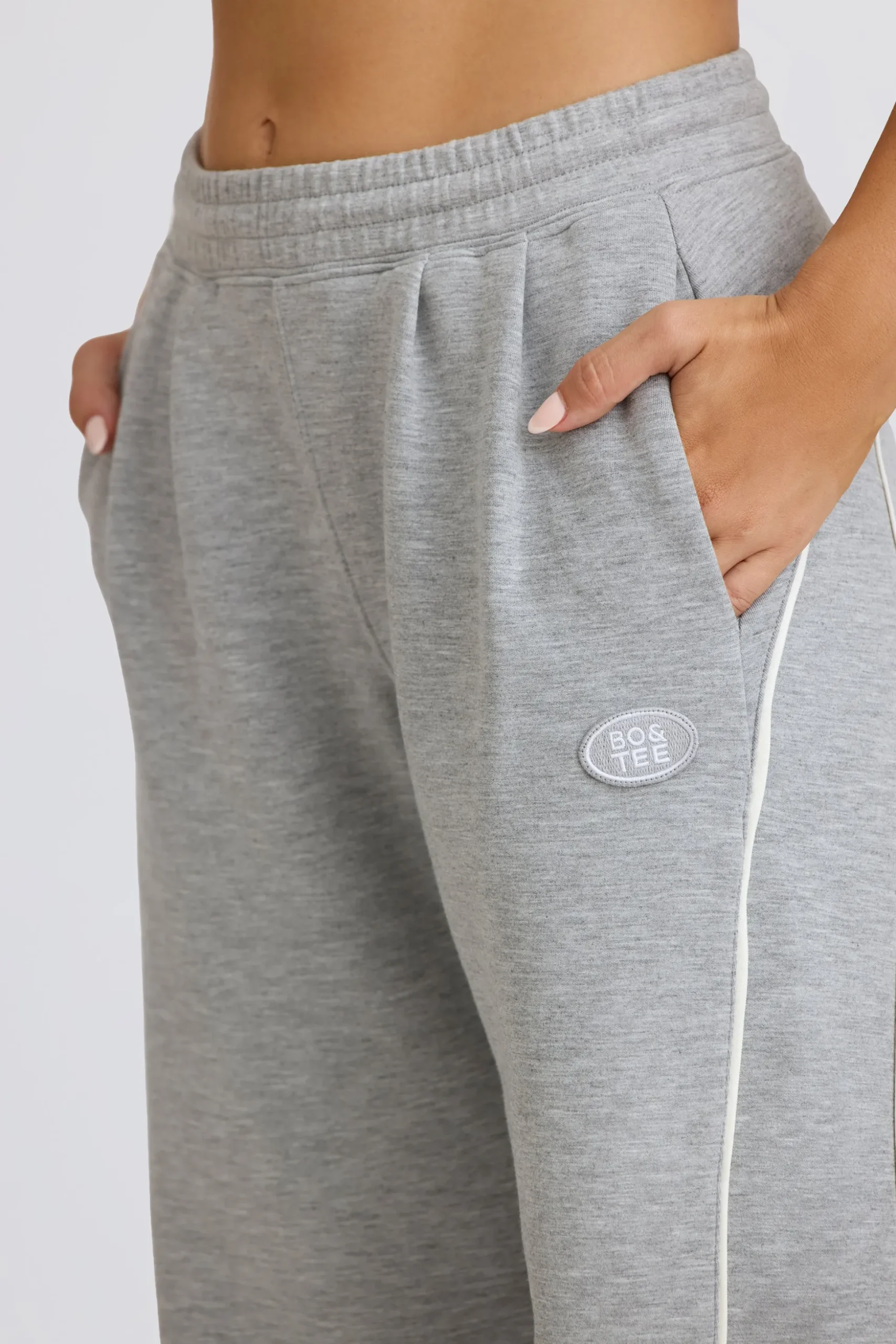 Oh Polly Petite^Petite Mid-Rise Straight-Leg Joggers in Grey Marl GreyMarl