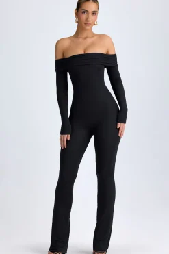 Oh Polly Jumpsuits & Unitards^Petite Modal Off-Shoulder Ruched Jumpsuit in Black