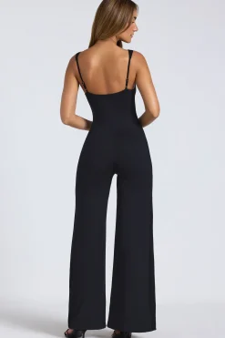 Oh Polly Fall Outfits^Petite Modal Sweetheart Neckline Wide Leg Jumpsuit in Black