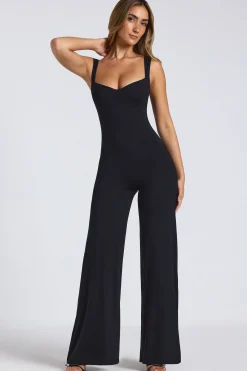Oh Polly Fall Outfits^Petite Modal Sweetheart Neckline Wide Leg Jumpsuit in Black