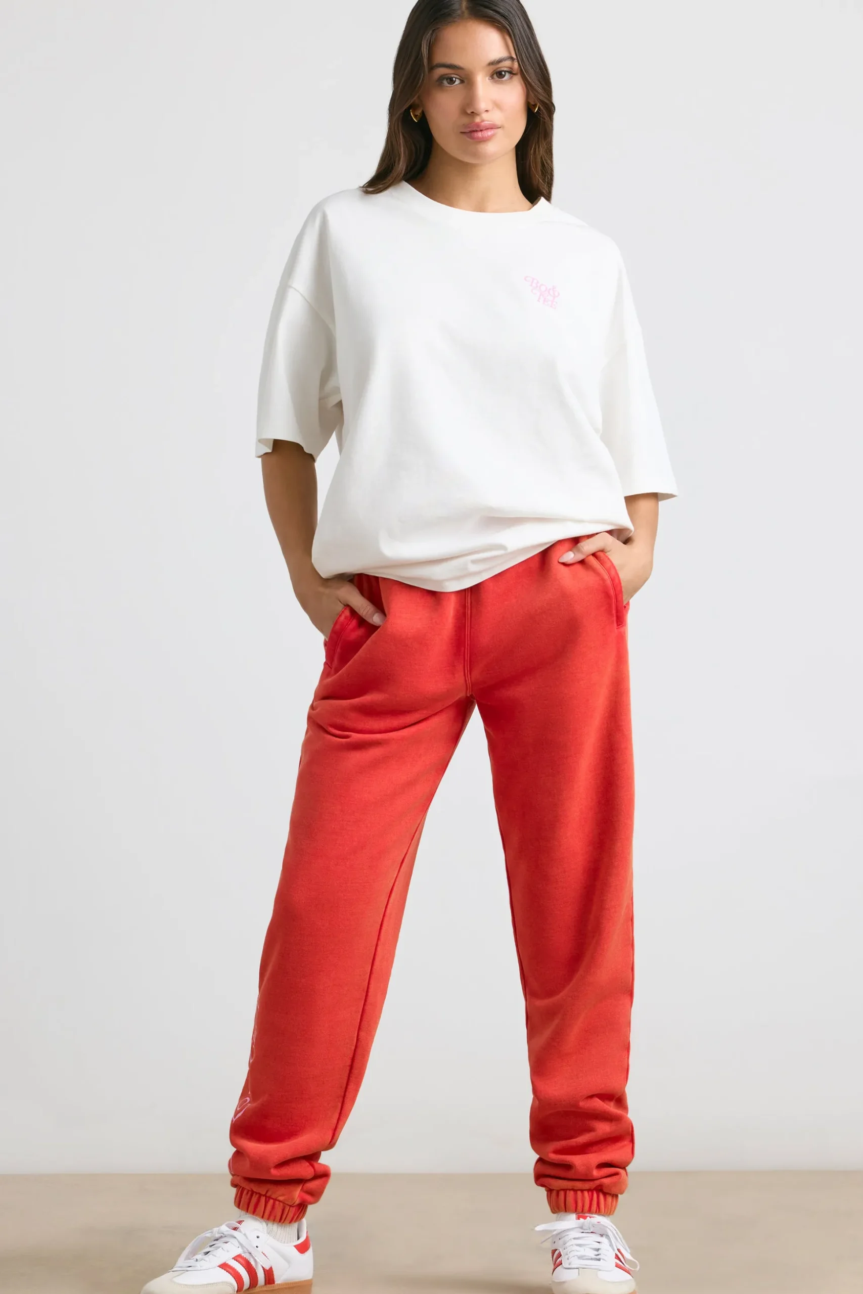 Oh Polly Petite^Petite Oversized Joggers in Red