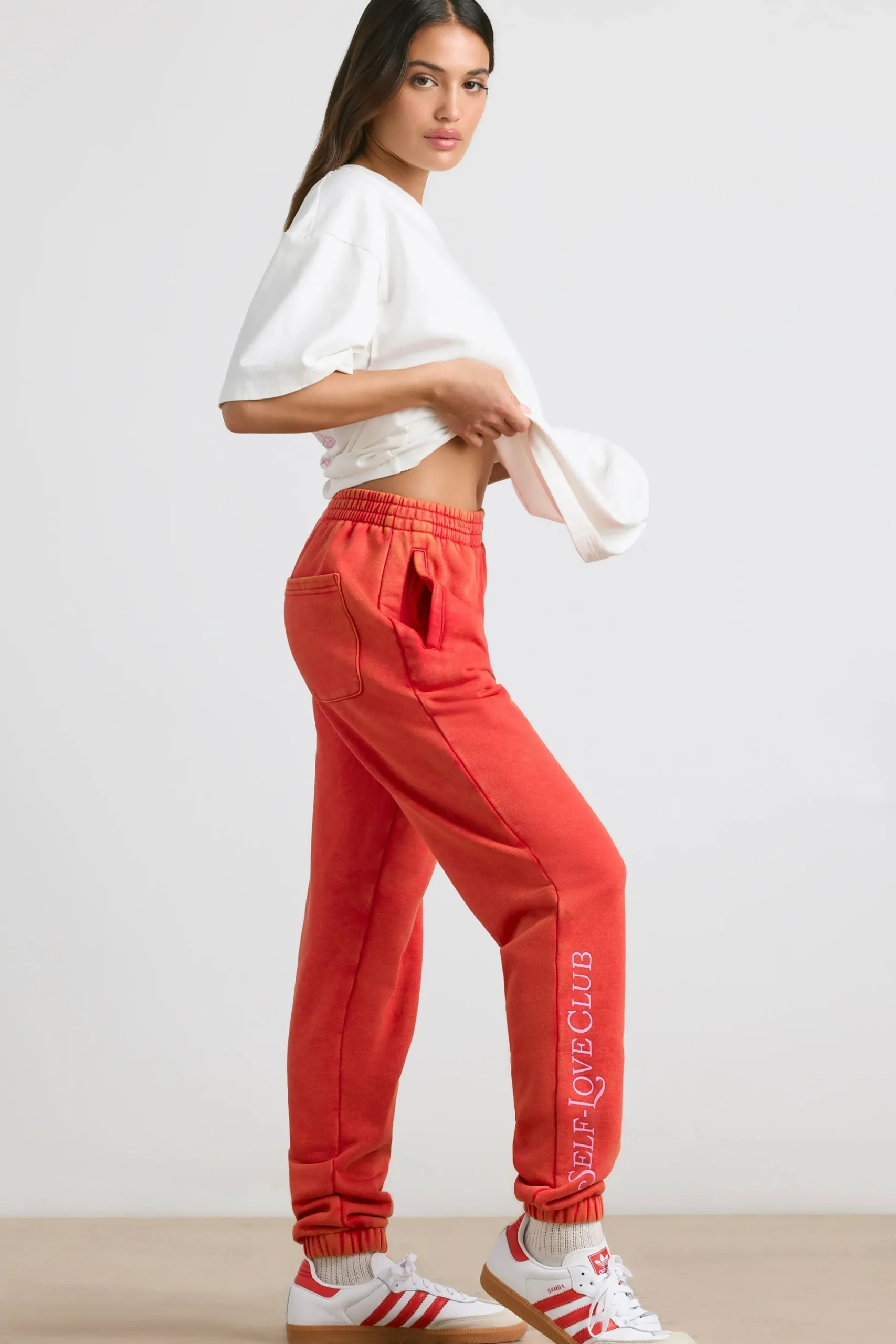 Oh Polly Petite^Petite Oversized Joggers in Red