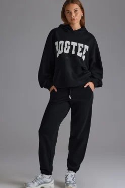 Oh Polly Tracksuits | Petite^Petite Relaxed Mid-Rise Joggers in Black