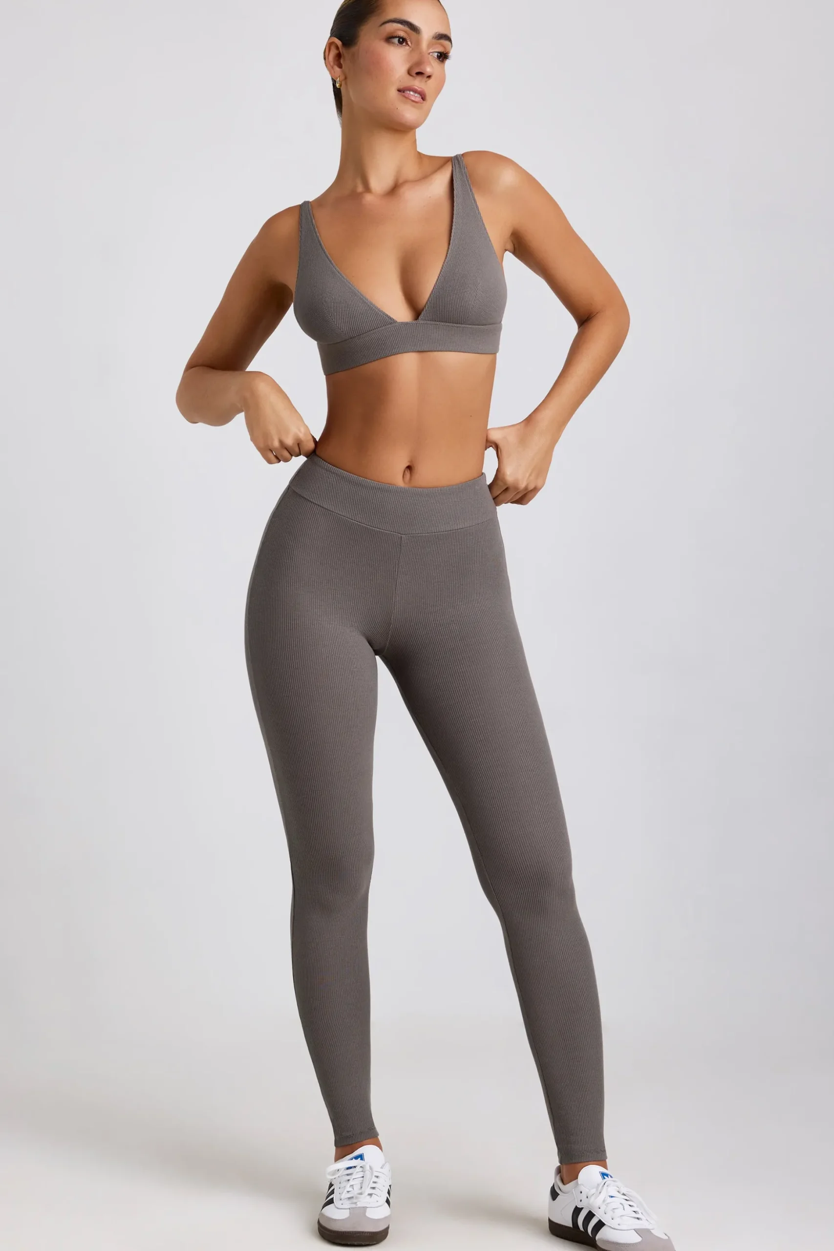 Oh Polly Women'S Clothing Sale - $65 And Under | Women'S Clothing Sale - $40 And Under^Petite Ribbed Modal High Waist Leggings in Grey