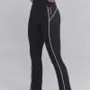 Oh Polly Petite^Petite Soft Active Contrast-Trim Flared Trousers in Black