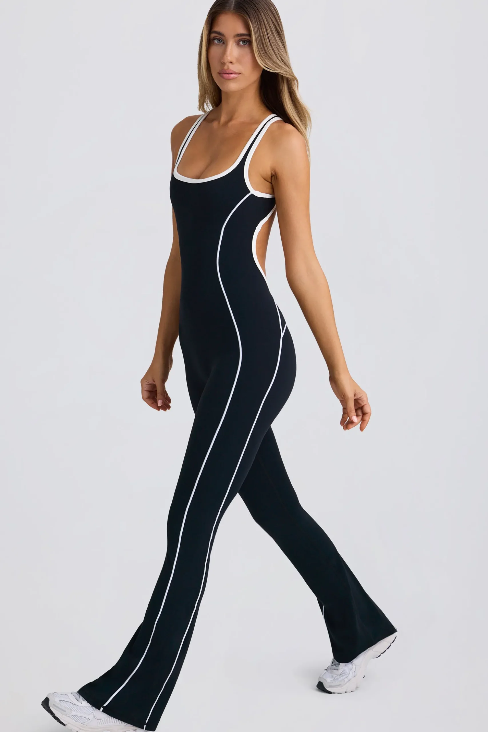 Oh Polly Jumpsuits & Unitards^Petite Soft Active Open-Back Jumpsuit in Black