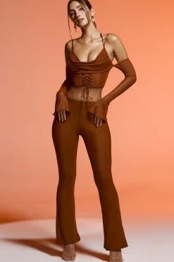 Oh Polly Women'S Clothing Sale - $65 And Under | Women'S Clothing Sale - $40 And Under^Petite Split Flare Trousers in Brown