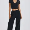 Oh Polly Petite^Petite Straight-Leg Joggers in Black
