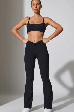 Oh Polly Petite^Petite Twist Waist Flare Leggings in Black