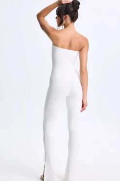 Oh Polly Women'S Clothing Sale - $65 And Under^Petite Twist-Front Split Hem Flared Jumpsuit in White