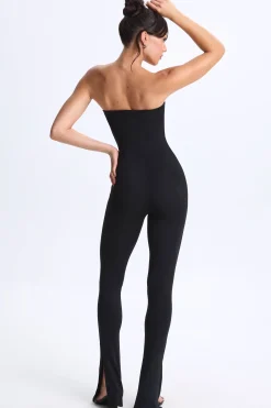 Oh Polly Women'S Clothing Sale - $65 And Under^Petite Twist-Front Split Hem Flared Jumpsuit in Black