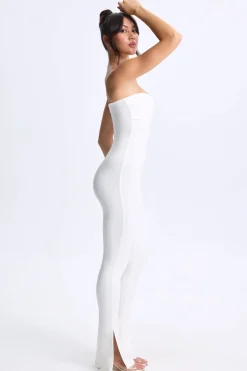 Oh Polly Women'S Clothing Sale - $65 And Under^Petite Twist-Front Split Hem Flared Jumpsuit in White
