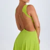 Oh Polly Night Out^Plunge Cut-Out Mini Dress in Lime Green LimeGreen