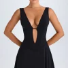 Oh Polly Night Out^Plunge Cut-Out Mini Dress in Black