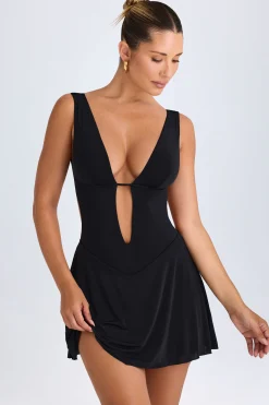 Oh Polly Night Out^Plunge Cut-Out Mini Dress in Black