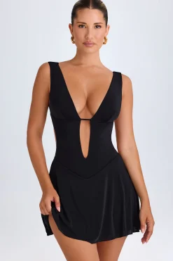 Oh Polly Night Out^Plunge Cut-Out Mini Dress in Black