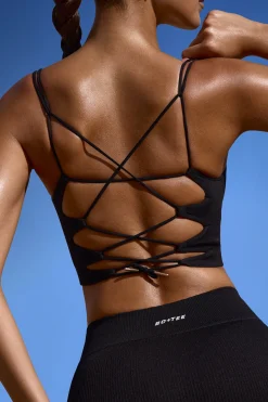 Oh Polly Women'S Clothing Sale - $65 And Under | Women'S Clothing Sale - $40 And Under^Plunge Neck Open Back FlexiRib Sports Bra in Black