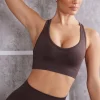 Oh Polly Matching Sets | Sports Bras^Plunge Neck Sports Bra in Brown