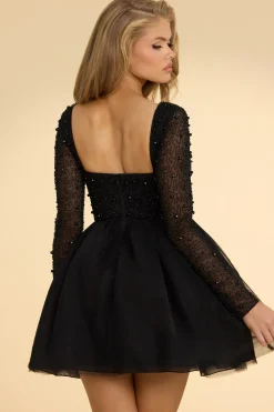 Oh Polly Party Dresses | Homecoming Dresses^Plunge Neck Tulle Mini Dress in Black