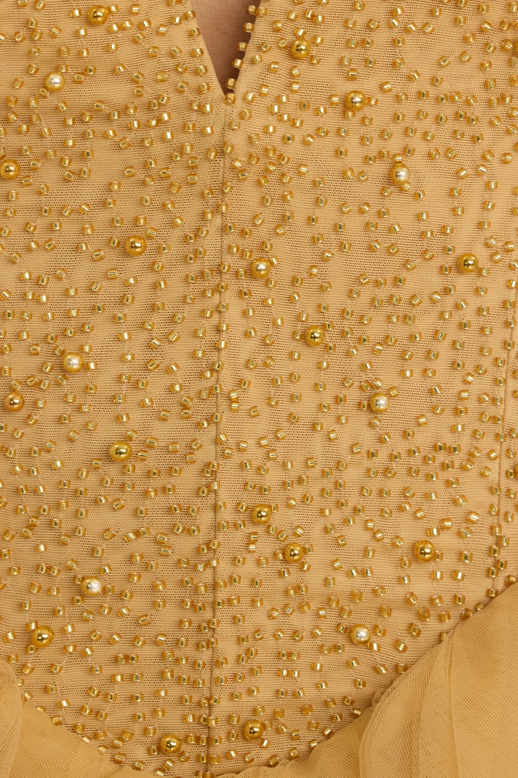 Oh Polly Party Dresses | Homecoming Dresses^Plunge Neck Tulle Mini Dress in Gold