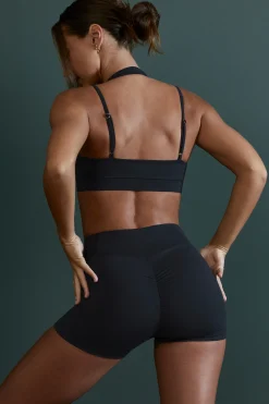 Oh Polly Matching Sets | Sports Bras^Plunge Neck Wrap Over Sports Bra in Black
