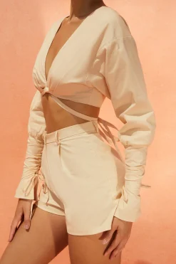 Oh Polly Women'S Clothing Sale - $65 And Under | Women'S Clothing Sale - $40 And Under^Plunge Neck Wrap Top in Sand