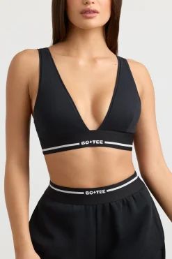 Oh Polly Matching Sets | Tops^Plunge-Neck Crop Top in Black