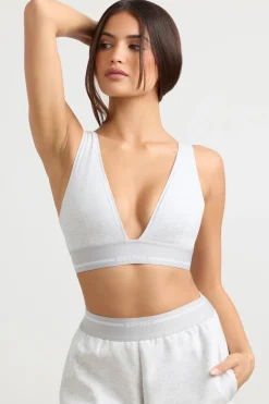 Oh Polly Matching Sets | Tops^Plunge-Neck Crop Top in Grey Marl GreyMarl