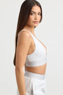 Oh Polly Matching Sets | Tops^Plunge-Neck Crop Top in Grey Marl GreyMarl