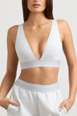 Oh Polly Matching Sets | Tops^Plunge-Neck Crop Top in Grey Marl GreyMarl
