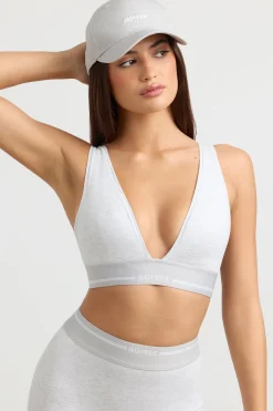 Oh Polly Matching Sets | Tops^Plunge-Neck Crop Top in Grey Marl GreyMarl