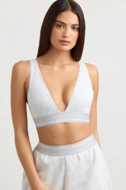 Oh Polly Matching Sets | Tops^Plunge-Neck Crop Top in Grey Marl GreyMarl