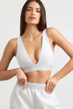 Oh Polly Matching Sets | Tops^Plunge-Neck Crop Top in Grey Marl GreyMarl