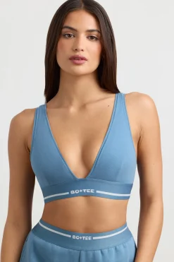 Oh Polly Matching Sets | Tops^Plunge-Neck Crop Top in Steel Blue SteelBlue
