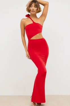 Oh Polly Women'S Clothing Sale - $65 And Under | Women'S Clothing Sale - $40 And Under^Premium Jersey Asymmetric Cut Out Maxi Dress in Scarlet Red ScarletRed